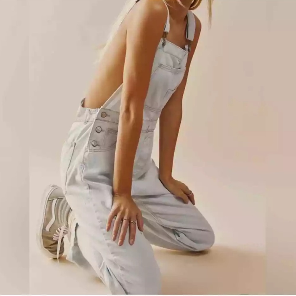 Free People Light Blue Denim Jumpsuit